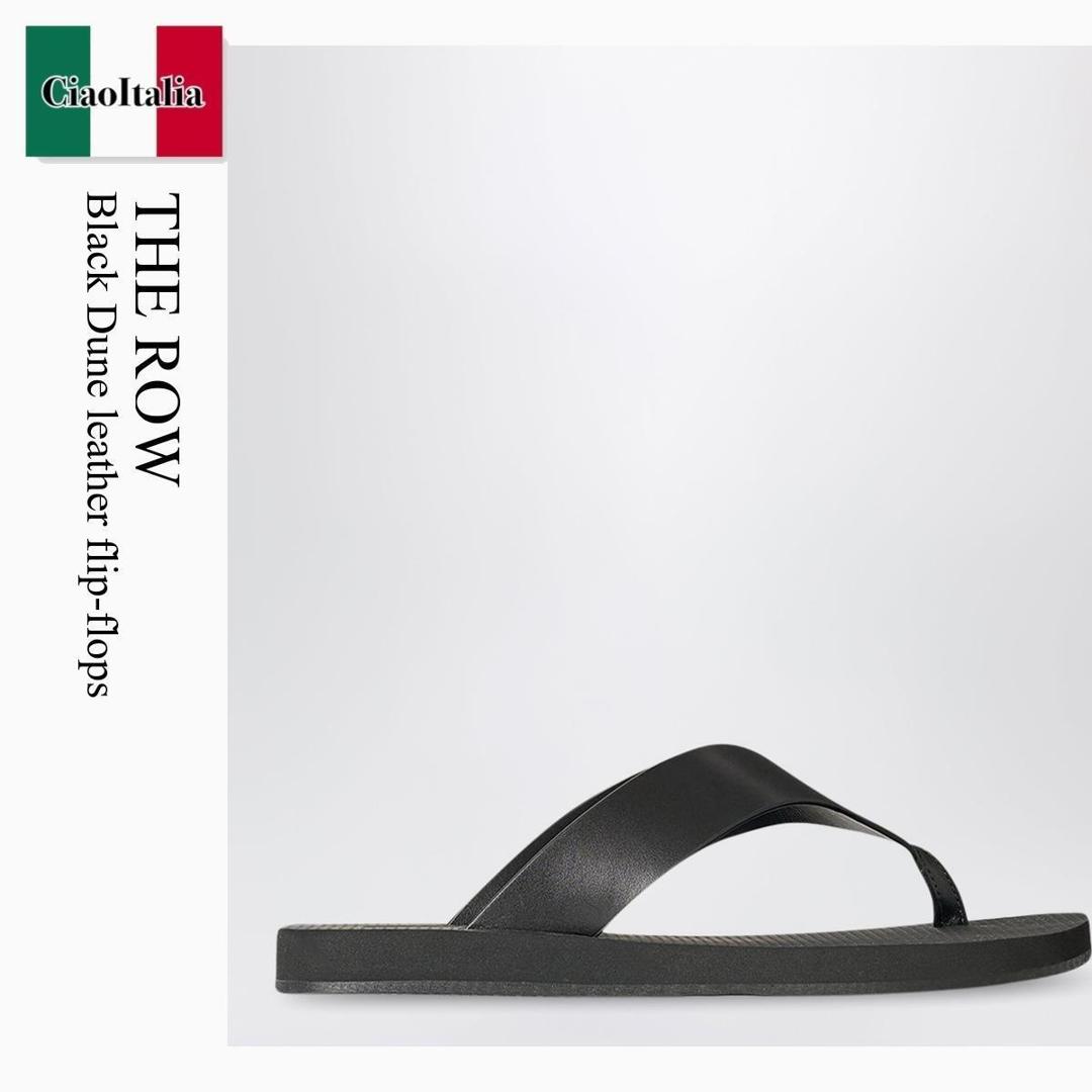 【寸法押さえる・店卸し資産境界線・早め者制覇！】 ザ・ロウ / The Row Black Dune Leather Flip-Flops / F1838L825 / F1838L825 BLK / F1838L825BLK / サンダル・ミュール