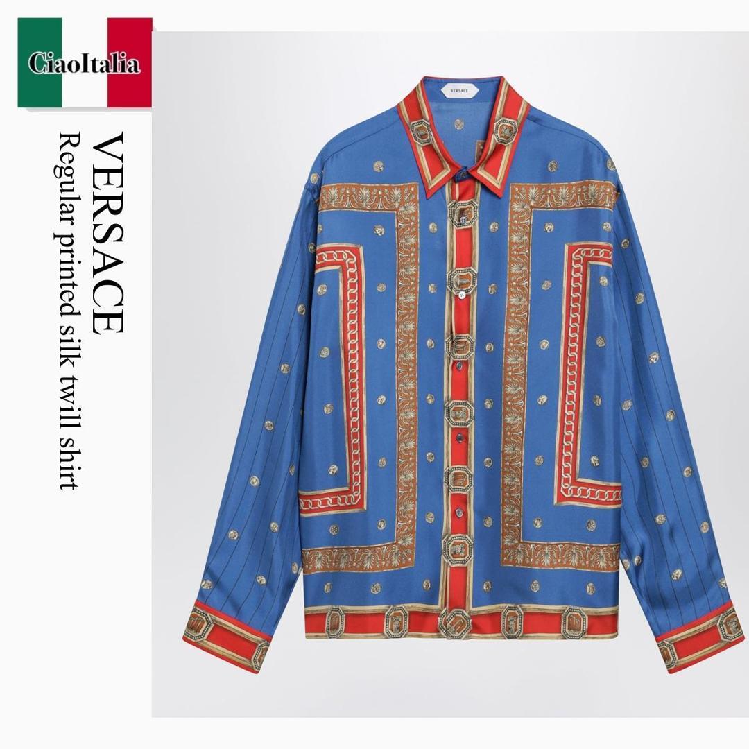 【寸法押さえる・店卸し資産境界線・早め者制覇！】 ヴェルサーチェ / Versace Regular Printed Silk Twill Shirt / 1024520 / 1024520 5UJ30 / 10245205UJ30 / プルオーバー