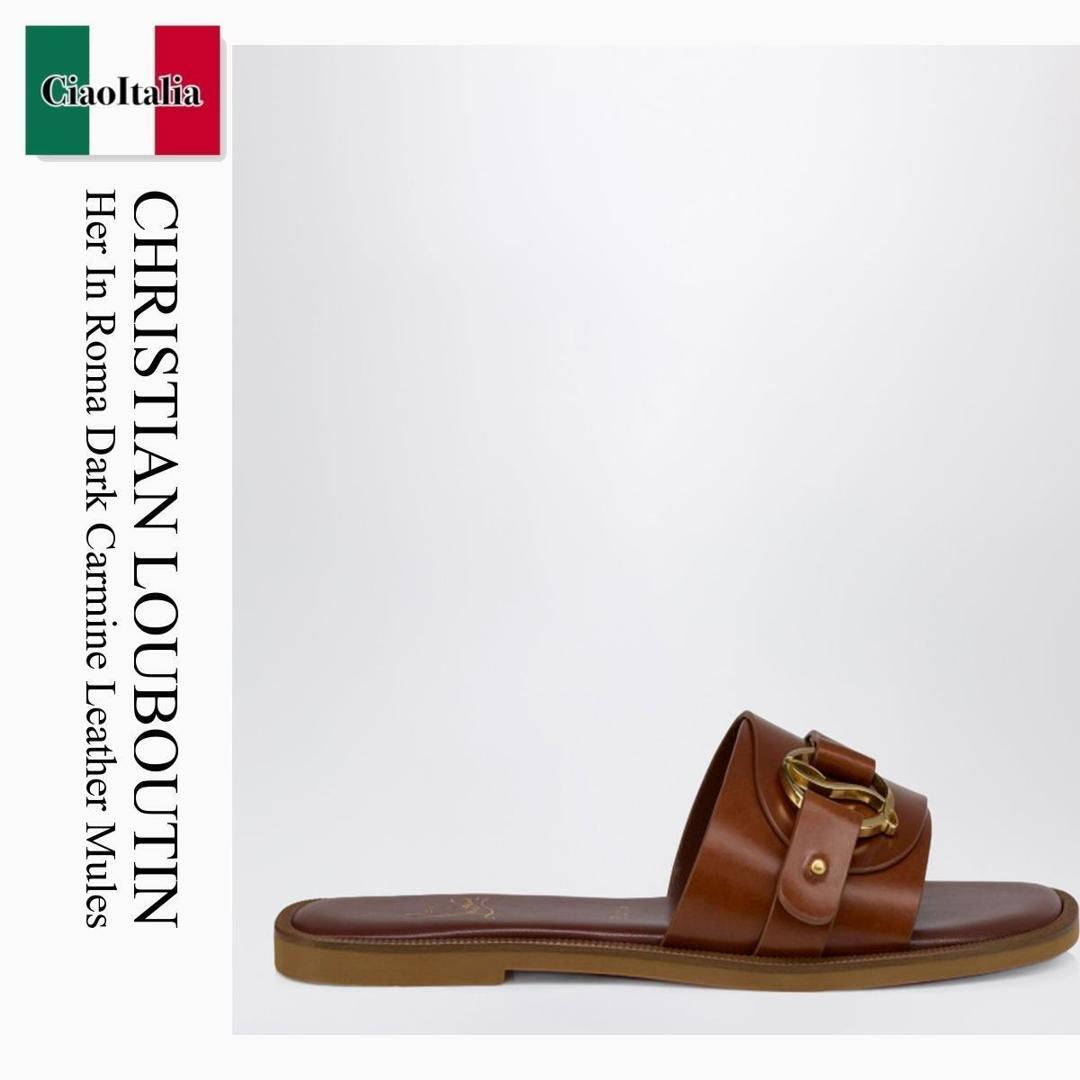 【数量限定・在庫限り・早い者勝ち！】 クリスチャンルブタン / Christian Louboutin Her In Roma Dark Carmine Leather Mules / 1260519 / 1260519 7248 / 12605197248 / サンダル・ミュール