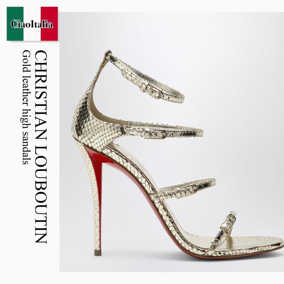 【数量限定・在庫限り・早い者勝ち！】 クリスチャンルブタン / Christian Louboutin Gold Leather High Sandals / 1260501 / 1260501 G415 / 1260501G415 / サンダル・ミュール