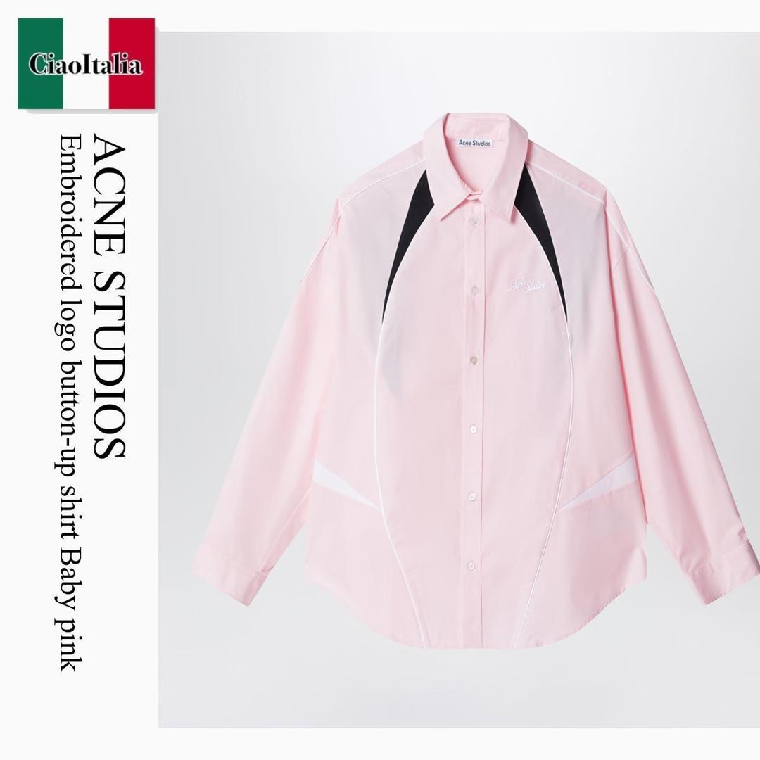 【寸法押さえる・店卸し資産境界線・早め者制覇！】 アクネストゥディオス / Acne Studios Embroidered Logo Button-Up Shirt Baby Pink / BB0671 / BB0671 DR5 / BB0671DR5 / プルオーバー