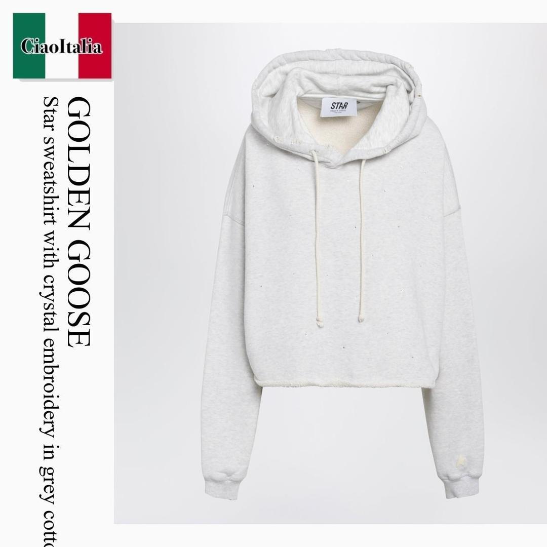 【数量限定・在庫限り・早い者勝ち！】 ゴールデングース / Golden Goose Star Sweatshirt With Crystal Embroidery In Grey / GUP02716 P002413 / GUP02716 P002413 60665 / GUP02716P00241360665 / パーカー・フーディ