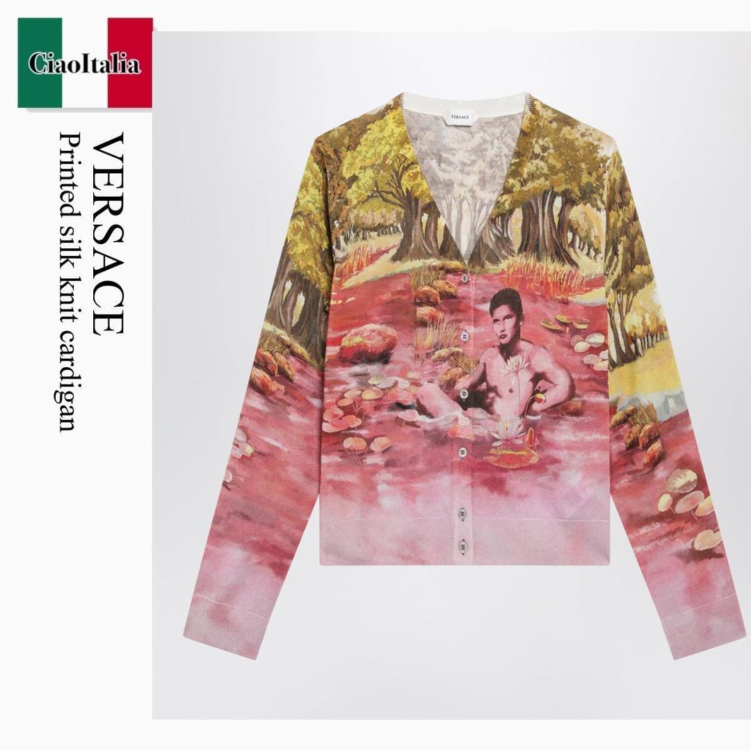 【数量限定・在庫限り・早い者勝ち!】 ヴェルサーチェ / Versace Printed Silk Knit Cardigan / 1024236 / 1024236 5X000 / 10242365X000 / カーディガン