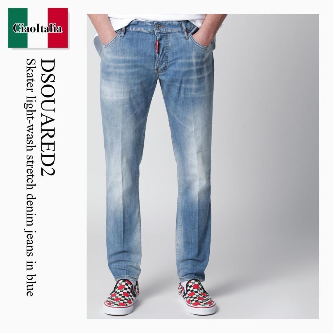 【数量限定・在庫限り・早い者勝ち！】 ディースクエアード / Dsquared2 Skater Light-Wash Stretch Denim Jeans In Blue / S71LB1753 S30341 / S71LB1753 S30341 470 / S71LB1753S30341470 / デニム・ジーパン