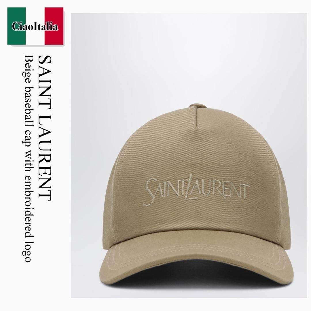 【物量制限事項・店卸し資産極限点・早め者制覇！】 サンローラン / Saint Laurent Beige Baseball Cap With Embroidered Logo / 778063 D3YP19 / 778063 D3YP19 9700 / 778063D3YP199700 / 旗がしら