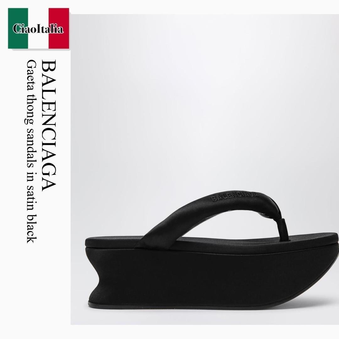 【寸法押さえる・店卸し資産境界線・早め者制覇！】 バレンシアガ / Balenciaga Gaeta Thong Sandals In Satin Black / 869909 W0WM0 / 869909 W0WM0 1000 / 869909W0WM01000 / サンダル・ミュール