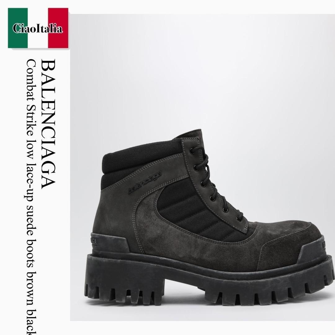 【寸法押さえる・店卸し資産境界線・早め者制覇！】 バレンシアガ / Balenciaga Combat Strike Low Lace-Up Suede Boots Brown Black / 867708 WCB45 / 867708 WCB45 2010 / 867708WCB452010 / ブーツ