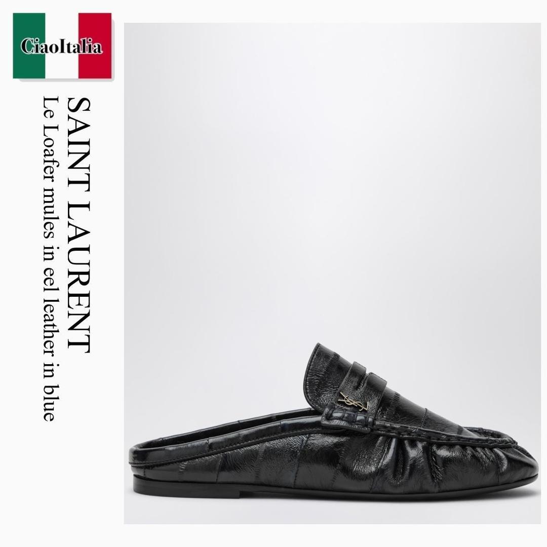 【寸法押さえる・店卸し資産境界線・早め者制覇！】 サンローラン / Saint Laurent Le Loafer Mules In Eel Leather In Blue / 855461 EABJ3 / 855461 EABJ3 4160 / 855461EABJ34160 / サンダル・ミュール