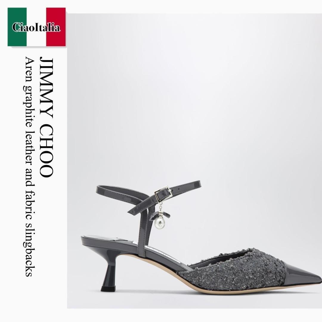 【寸法押さえる・店卸し資産境界線・早め者制覇！】 ジミーチュウ / Jimmy Choo Aren Graphite Leather And Fabric Slingbacks / ARENSB45FVT / ARENSB45FVT 102319 / ARENSB45FVT102319 / サンダル・ミュール