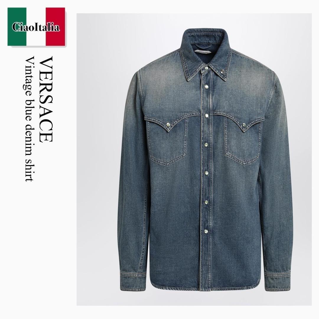 【寸法押さえる・店卸し資産境界線・早め者制覇！】 ヴェルサーチェ / Versace Vintage Blue Denim Shirt / 1024479 / 1024479 1DA40 / 10244791DA40 / プルオーバー
