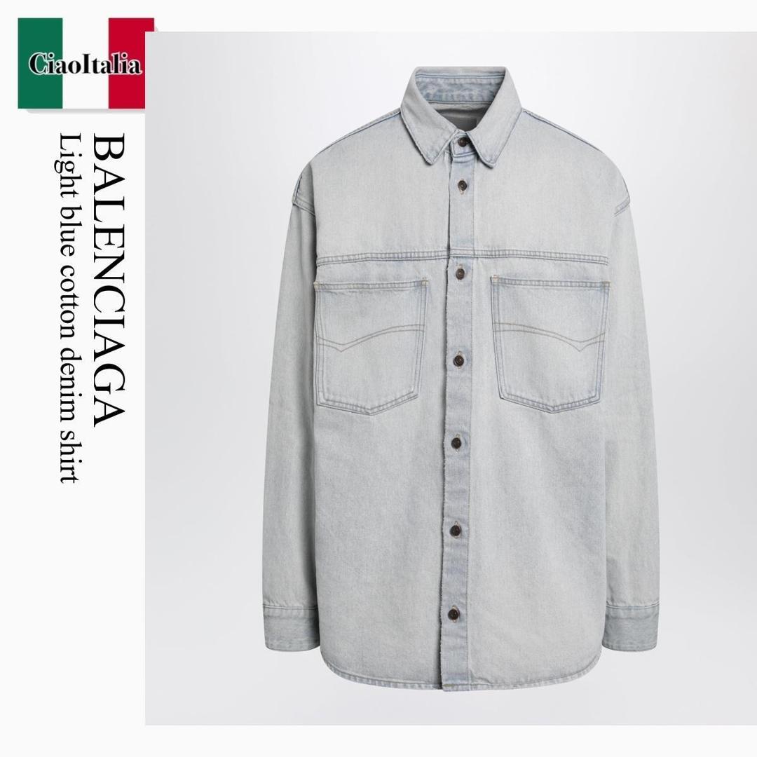 【寸法押さえる・店卸し資産境界線・早め者制覇！】 バレンシアガ / Balenciaga Light Blue Cotton Denim Shirt / 868318 TDW14 / 868318 TDW14 4200 / 868318TDW144200 / プルオーバー