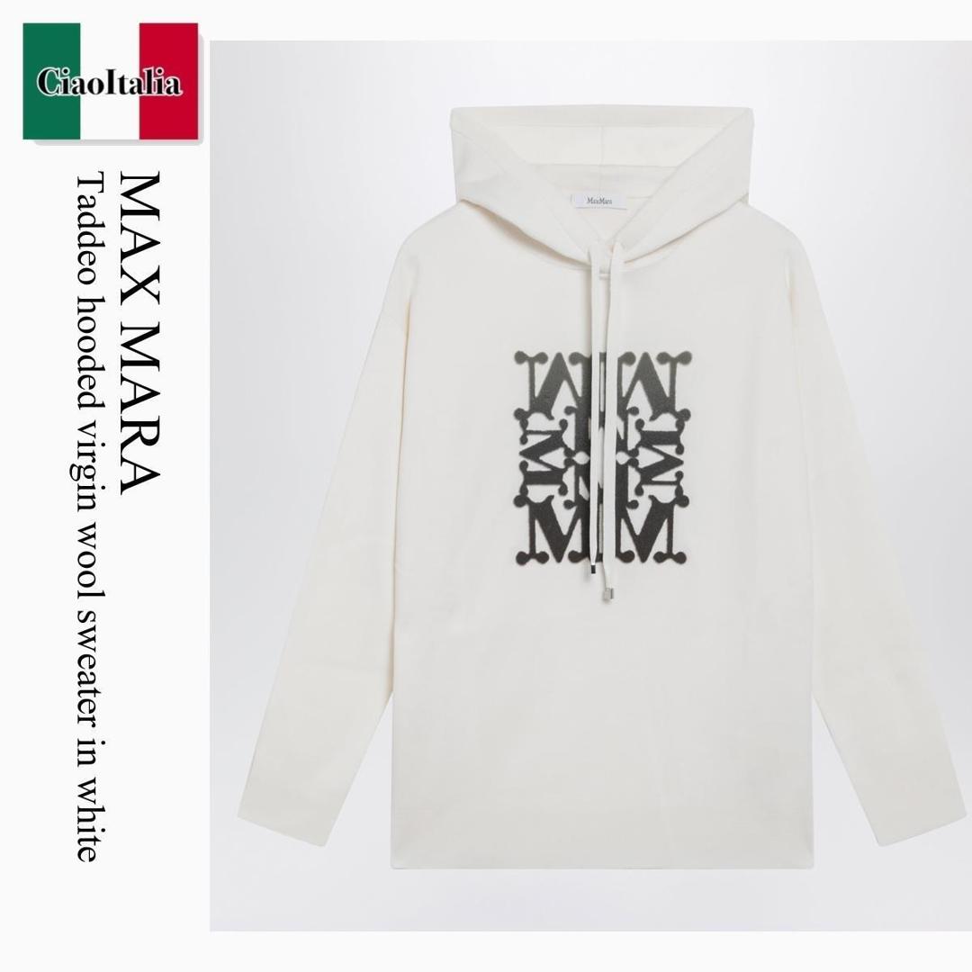 【分量制限事項・店卸し資産区分け・早め者白星！】 マックスマーラ / Max Mara Taddeo Hooded Virgin Wool Sweater In White / TADDEO / TADDEO 011 / TADDEO011 / パーカー・フーディ