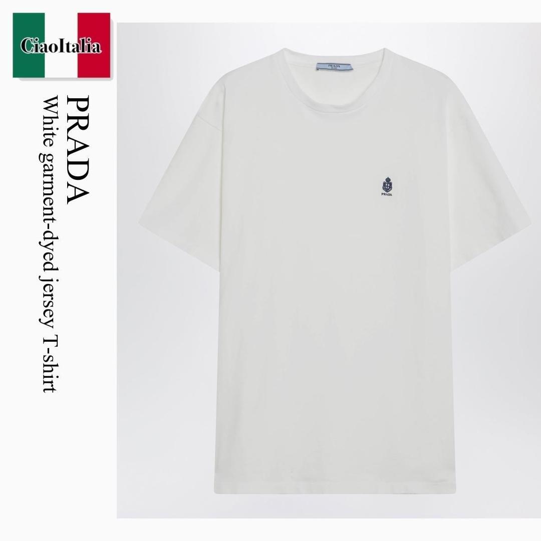 【物量制限事項・店卸し資産極限点・早め者制覇！】 プラダ / Prada White Garment-Dyed Jersey T-Shirt / 3578BR F0009 / 3578BR OOO19Z8 F0009 / 3578BROOO19Z8F0009 / ティーシャツ・カットソー