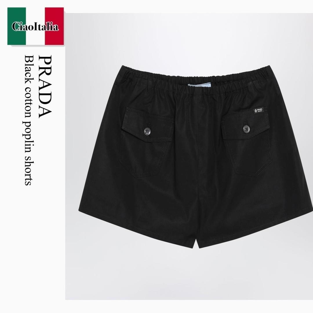 【量目押さえる・店卸し資産極限点・早め者制勝！】 プラダ / Prada Black Cotton Poplin Shorts / P235KO F0002 / P235KO OO1XV2 F0002 / P235KOOO1XV2F0002 / 遊撃手ズボン下