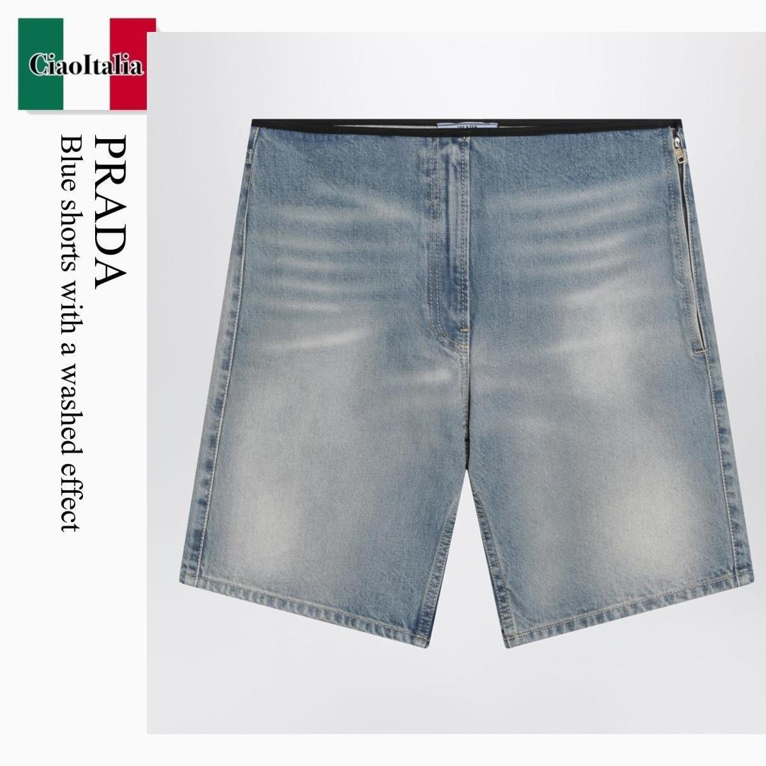 【量目押さえる・店卸し資産極限点・早め者制勝！】 プラダ / Prada Blue Shorts With A Washed Effect / GFP557 F0008 / GFP557 OOO19YB F0008 / GFP557OOO19YBF0008 / 遊撃手ズボン下
