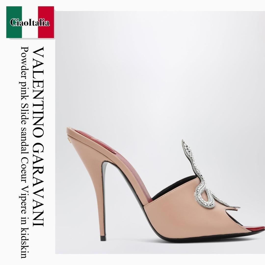 【寸法押さえる・店卸し資産境界線・早め者制覇！】 バレンチノ / Valentino Garavani Powder Pink Slide Sandal Coeur Vipere In / 8W0S0PD7HIZ / 8W0S0PD7HIZ AXB / 8W0S0PD7HIZAXB / サンダル・ミュール