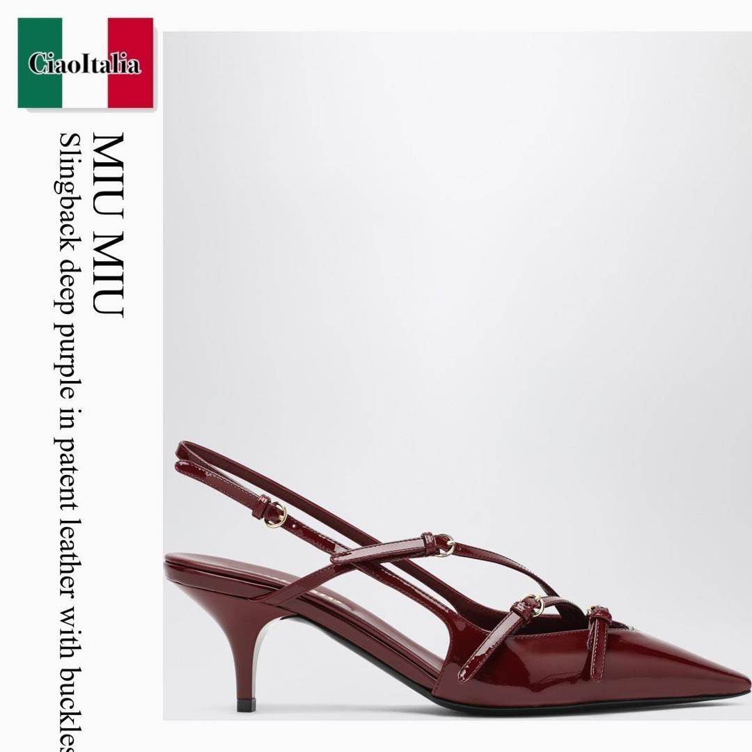 【物量制限事項・店卸し資産極限点・早め者制覇！】 ミュウミュウ / Miu Miu Slingback Deep Purple In Patent Leather With Buckles / 5I013E F0D27 / 5I013E M055069 F0D27 / 5I013EM055069F0D27 / サンダル・ミュール
