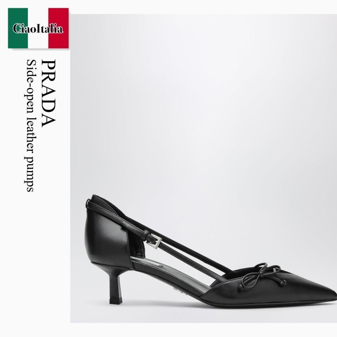 【物量制限事項・店卸し資産極限点・早め者制覇！】 プラダ / Prada Side-Open Leather Pumps / 1I442O F0002 / 1I442O B045011 F0002 / 1I442OB045011F0002 / サンダル・ミュール