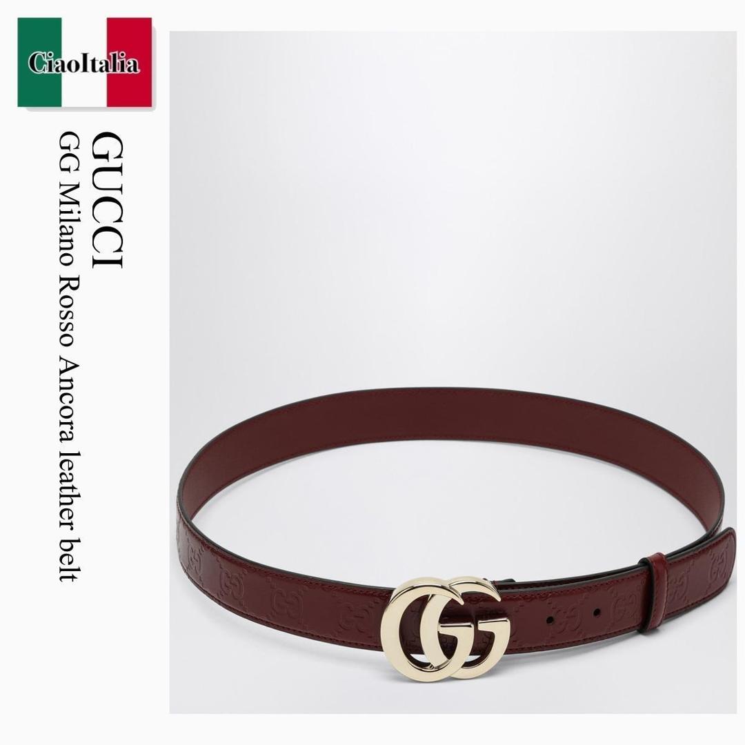 【物量制限事項・店卸し資産極限点・早め者制覇！】 グッチ / Gucci Gg Milano Rosso Ancora Leather Belt / 802949 AAD5L / 802949 AAD5L 6207 / 802949AAD5L6207 / 三尺帯