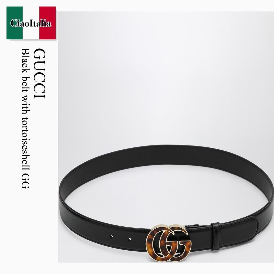 【寸法押さえる・店卸し資産境界線・早め者制覇！】 グッチ / Gucci Black Belt With Tortoiseshell Gg / 795548 AADQO / 795548 AADQO 1055 / 795548AADQO1055 / 三尺帯