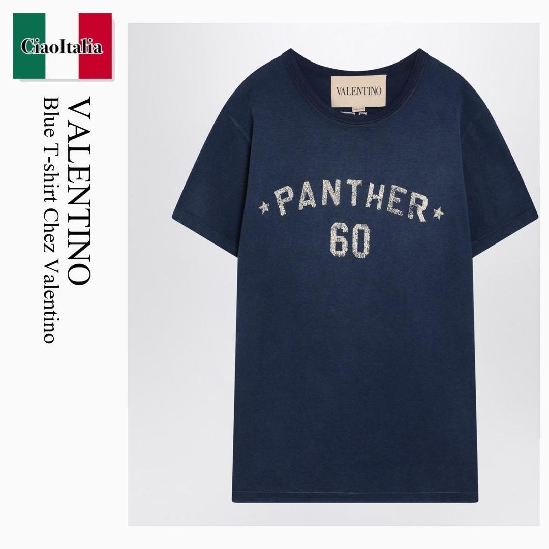【分量制限事項・店卸し資産区分け・早め者白星！】 バレンチノ / Valentino Blue T-Shirt Chez Valentino / 7V3MG17EAYD / 7V3MG17EAYD AEW / 7V3MG17EAYDAEW / プルオーバー・カットソー