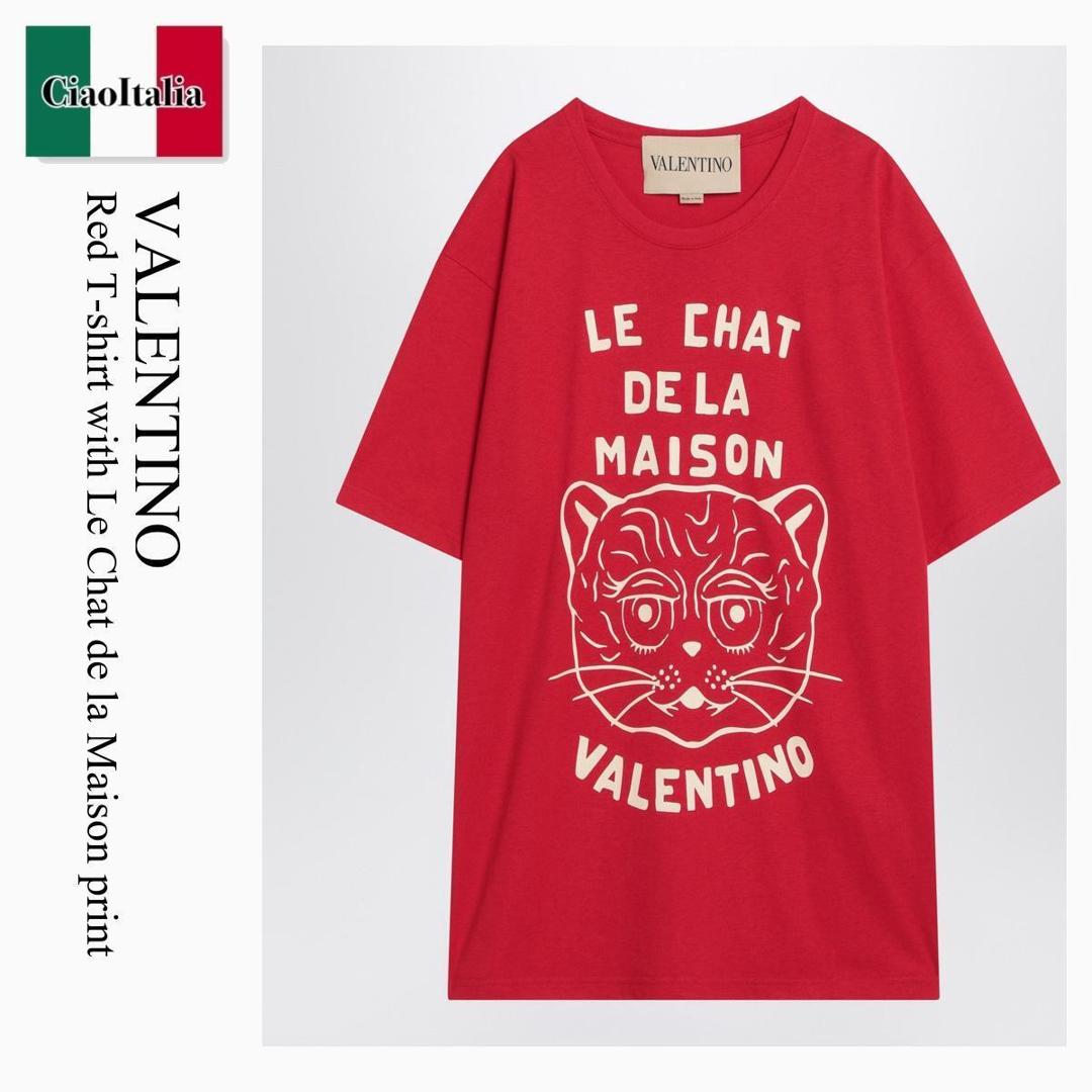 【数量限定・在庫限り・早い者勝ち!】 バレンチノ / Valentino Red T-Shirt With Le Chat De La Maison Print / 7V3MG16PB32 / 7V3MG16PB32 BR3 / 7V3MG16PB32BR3 / Tシャツ・カットソー|Ciao Italia