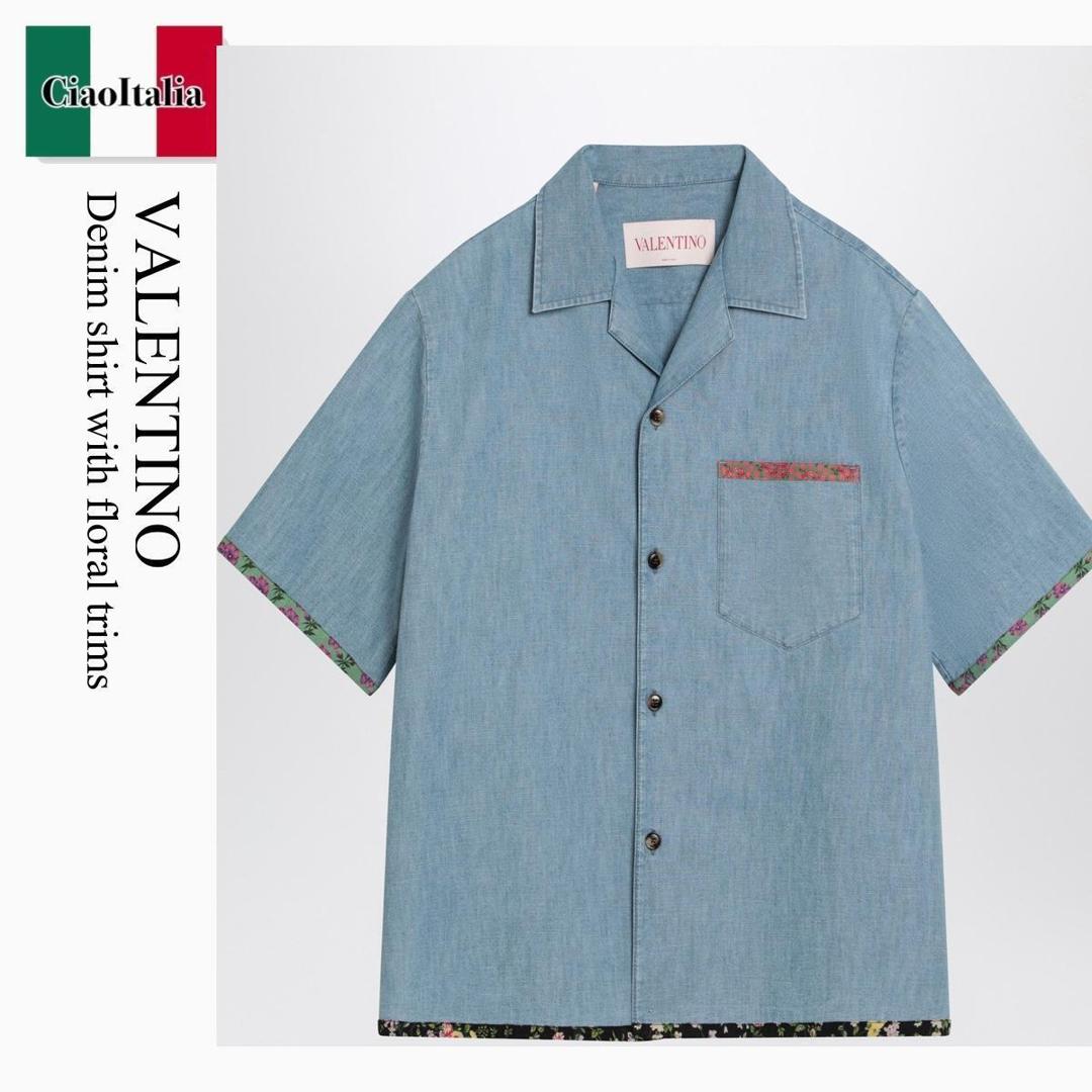 【分量制限事項・店卸し資産区分け・早め者白星！】 バレンチノ / Valentino Denim Shirt With Floral Trims / 6V0DB04LALM / 6V0DB04LALM 508 / 6V0DB04LALM508 / プルオーバー