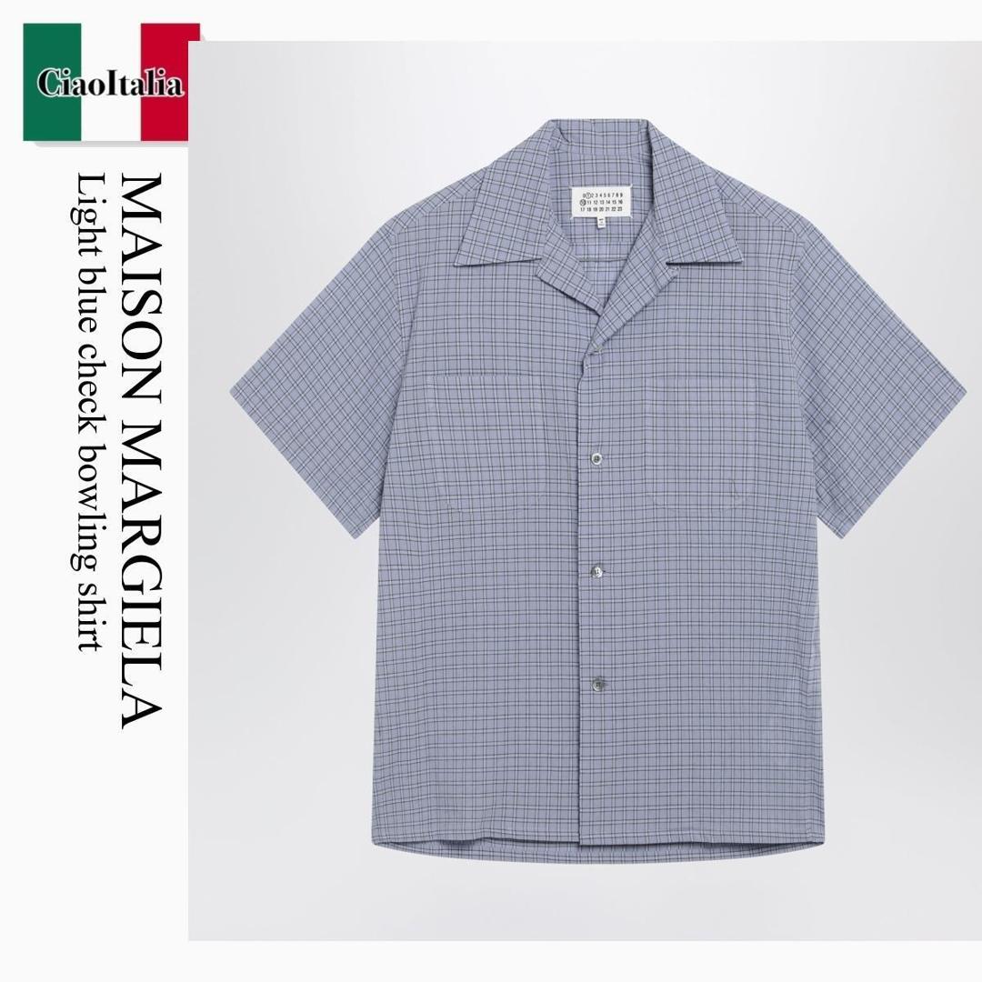 【寸法押さえる・店卸し資産境界線・早め者制覇！】 住み家 マルジェラ / Maison Margiela Light Blue Check Bowling Shirt / S50DR0013M35726 / S50DR0013M35726 482F / S50DR0013M35726482F / プルオーバー