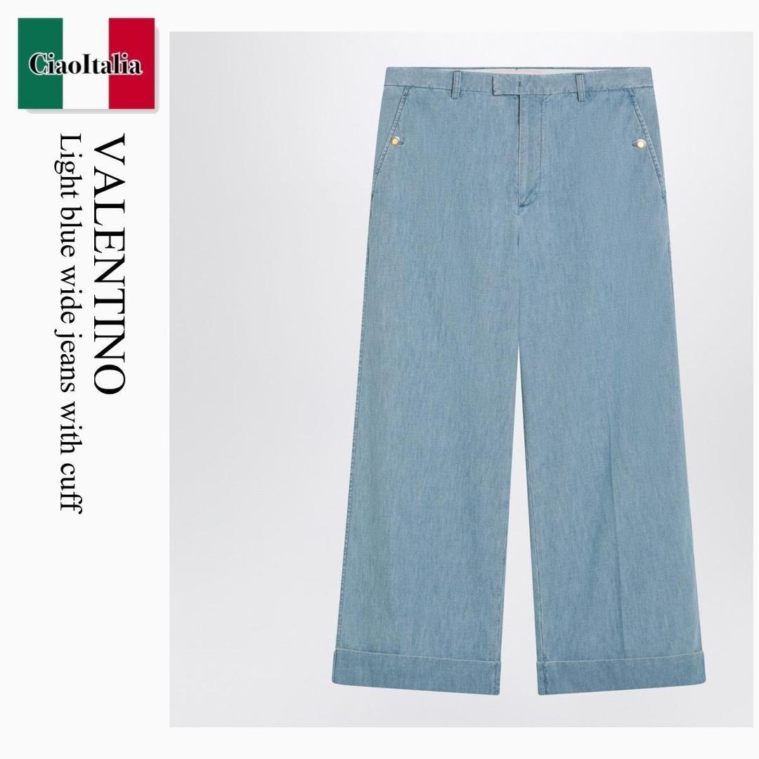 【量目押さえる・店卸し資産極限点・早め者制勝！】 バレンチノ / Valentino Light Blue Wide Jeans With Cuff / 6V3DD03UALM / 6V3DD03UALM 508 / 6V3DD03UALM508 / ジーンズ・ジーパン