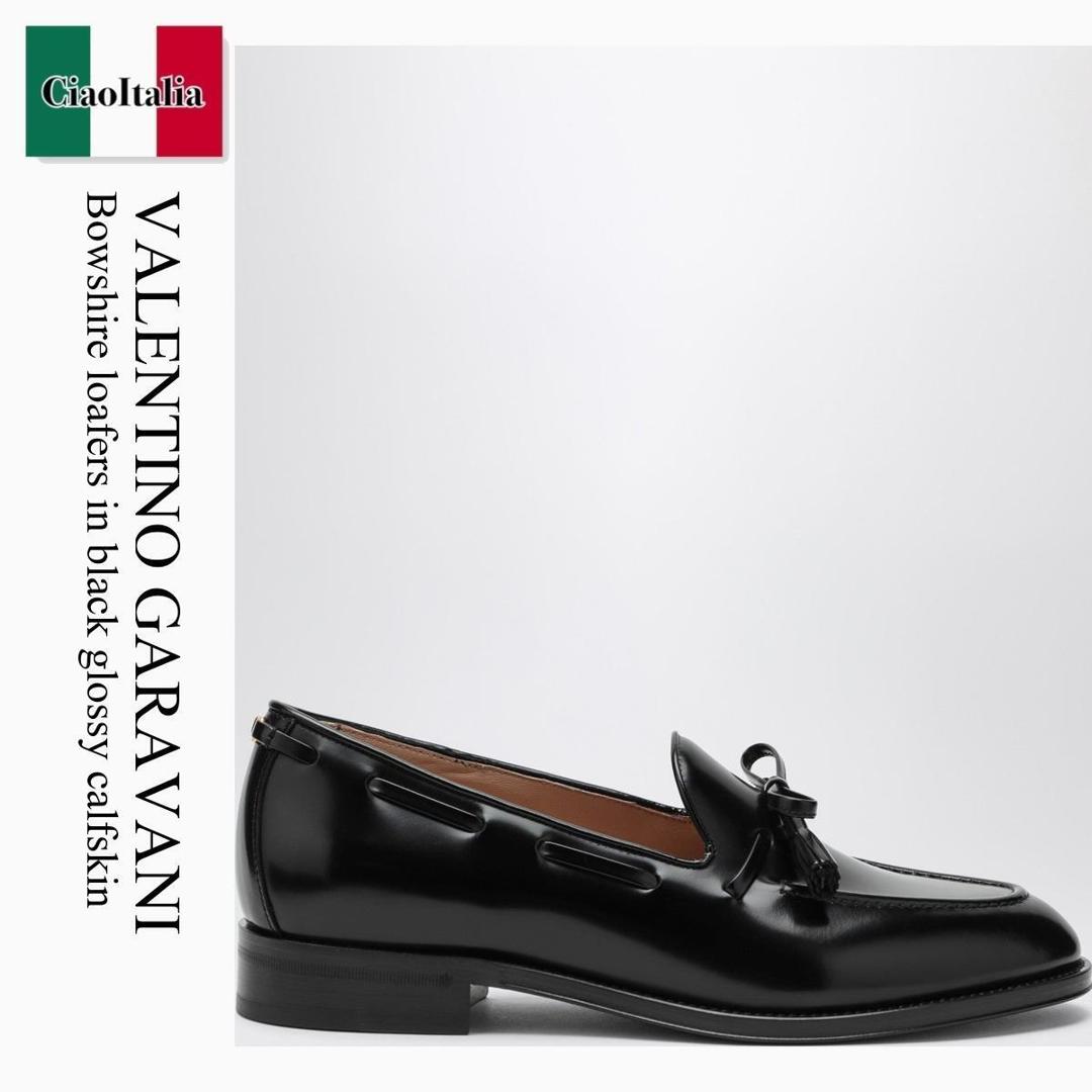 【分量制限事項・店卸し資産区分け・早め者白星！】 バレンチノ / Valentino Garavani Bowshire Loafers In Black Glossy Calfskin / 7Y2S0L07CEE / 7Y2S0L07CEE 0NO / 7Y2S0L07CEE0NO / お召しものシューズ・革靴・商行為シューズ