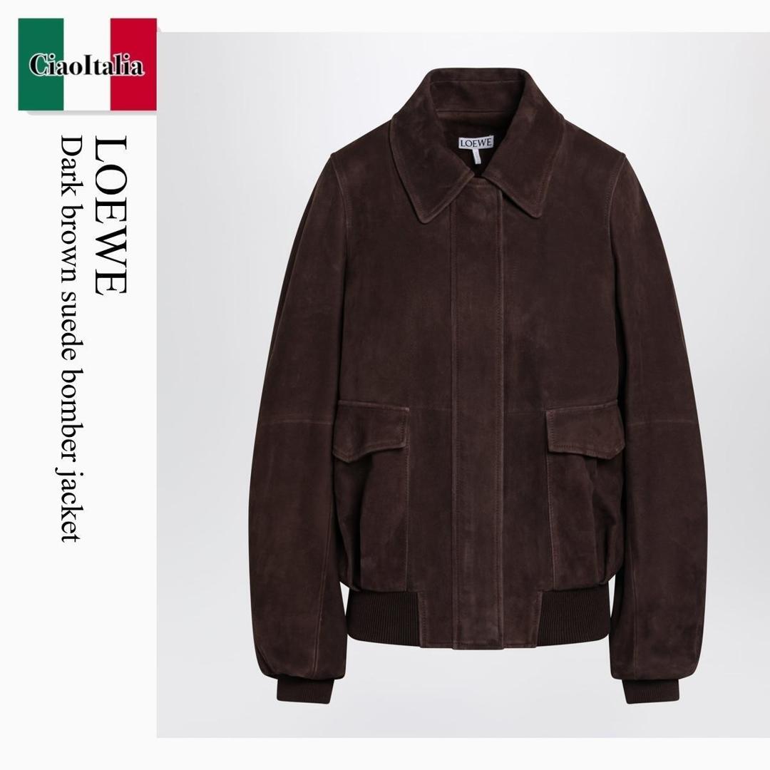 【分量制限事項・店卸し資産区分け・早め者白星！】 ロエベ / Loewe Dark Brown Suede Bomber Jacket / S540Y34天使の都市4 / S540Y34天使の都市4 3110 / S540Y34天使の都市43110 / なめし革上衣・厚地の外套