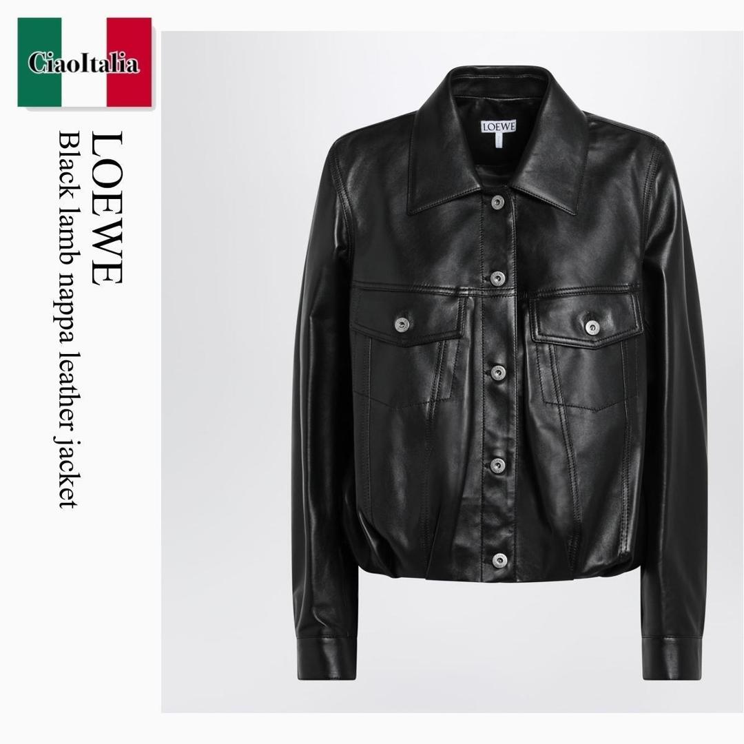 【分量制限事項・店卸し資産区分け・早め者白星！】 ロエベ / Loewe Black Lamb Nappa Leather Jacket / S540Y34L96 / S540Y34L96 1100 / S540Y34L961100 / なめし革上衣・厚地の外套