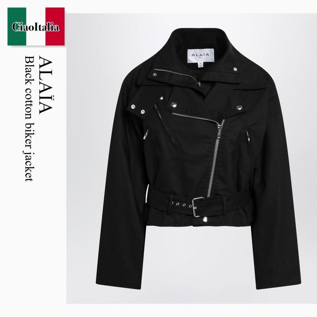 【量目押さえる・店卸し資産極限点・早め者制勝！】 アズディンアライア / Alaia Black Cotton Biker Jacket / AA9V1287W129C / AA9V1287W129C 999 / AA9V1287W129C999 / なめし革上衣・厚地の外套