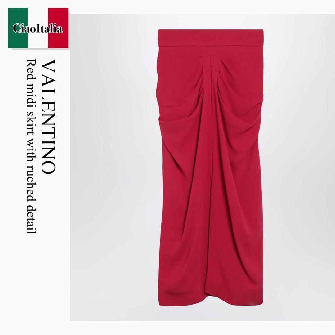 【分量制限事項・店卸し資産区分け・早め者白星！】 バレンチノ / Valentino Red Midi Skirt With Ruched Detail / 8B0RAEY6A8F / 8B0RAEY6A8F D0Z / 8B0RAEY6A8FD0Z / スコート