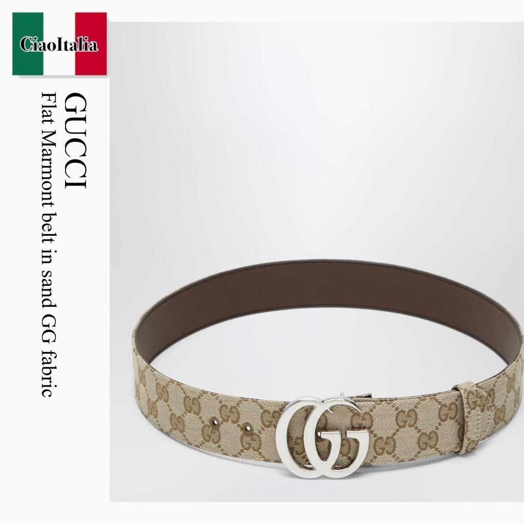 【分量制限事項・店卸し資産区分け・早め者白星！】 グッチ / Gucci Flat Marmont Belt In Sand Gg Fabric / 864233 FAFUT / 864233 FAFUT 9611 / 864233FAFUT9611 / 胴締め