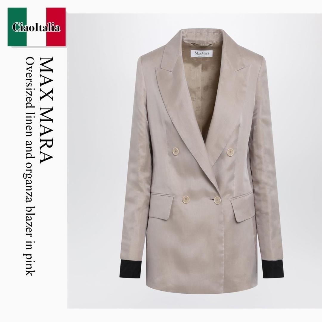 【分量制限事項・店卸し資産区分け・早め者白星！】 マックスマーラ / Max Mara Oversized Linen And Organza Blazer In Pink / MXSFELTRO / MXSFELTRO 003 / MXSFELTRO003 / 上衣