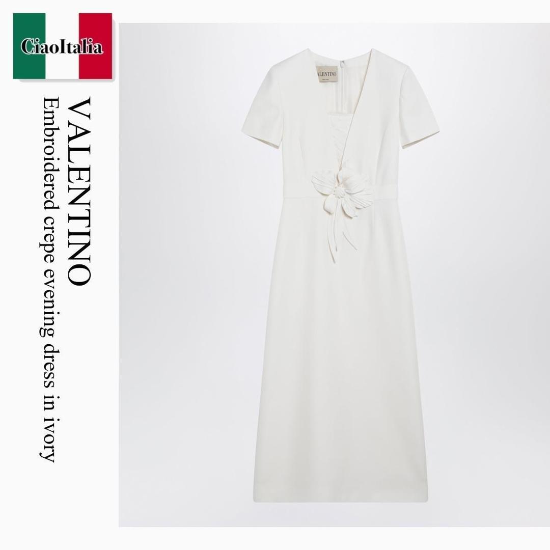 【寸法押さえる・店卸し資産境界線・早め者制覇！】 バレンチノ / Valentino Embroidered Crepe Evening Dress In Ivory / 8B0VAKG51CF / 8B0VAKG51CF A03 / 8B0VAKG51CFA03 / 衣裳