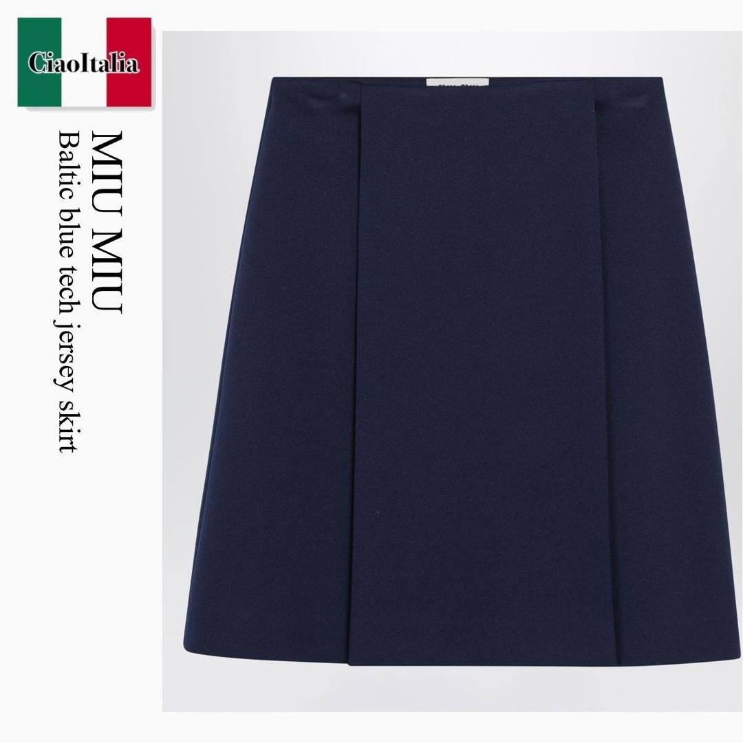 【寸法押さえる・店卸し資産境界線・早め者制覇！】 ミュウミュウ / Miu Miu Baltic Blue Tech Jersey Skirt / MG2679 F0216 / MG2679 OOO14OA F0216 / MG2679OOO14OAF0216 / スコート