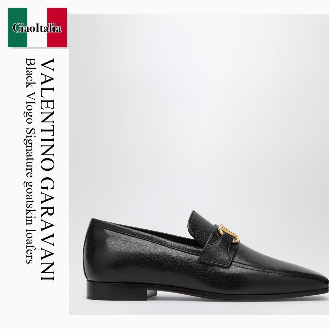 【寸法押さえる・店卸し資産境界線・早め者制覇！】 バレンチノ / Valentino Garavani Black Vlogo Signature Goatskin Loafers / 8Y0S0N03ZWD / 8Y0S0N03ZWD 0NO / 8Y0S0N03ZWD0NO / 御召しものシューズ・革靴・商行為シューズ