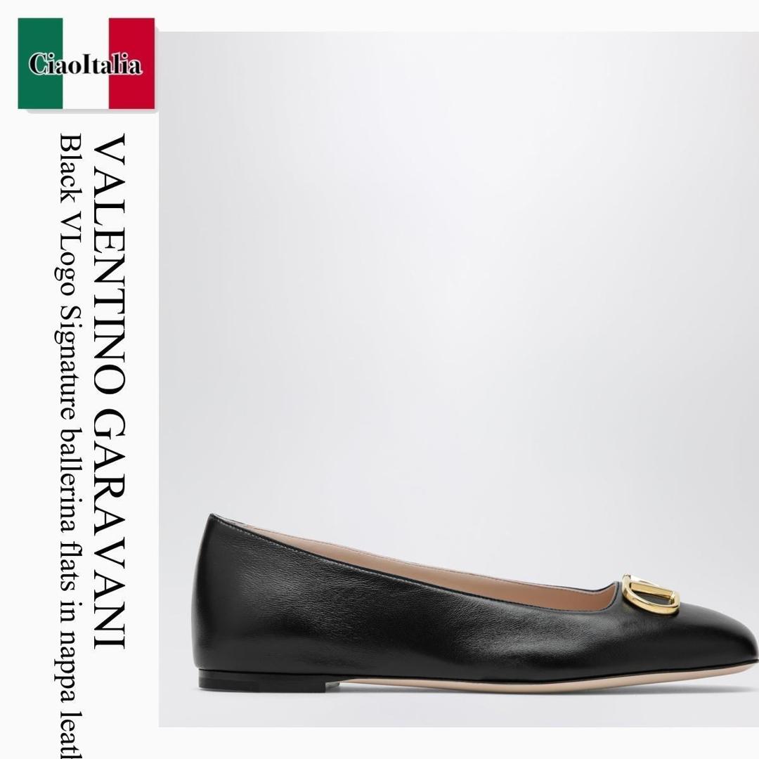【物量制限事項・店卸し資産極限点・早め者制覇！】 バレンチノ / Valentino Garavani Black Vlogo Signature Ballerina Flats In / 8W0S0PI8RRE / 8W0S0PI8RRE 0NO / 8W0S0PI8RRE0NO / バレーシューズ