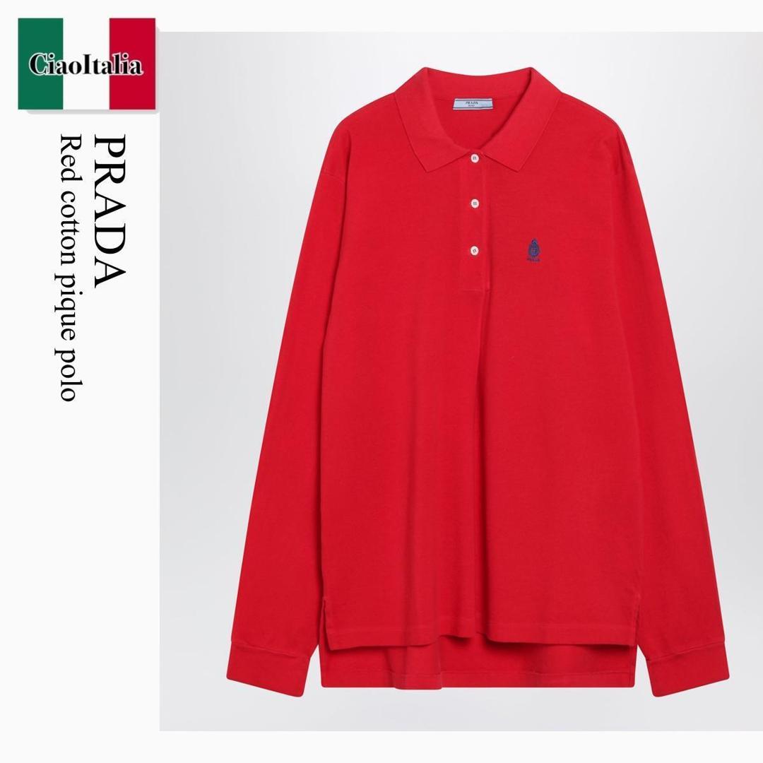 【寸法押さえる・店卸し資産境界線・早め者制覇！】 プラダ / Prada Red Cotton Pique Polo / 39669R F0011 / 39669R OOO19OV F0011 / 39669ROOO19OVF0011 / スポーツシャツ