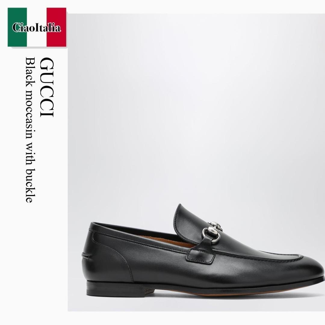【寸法押さえる・店卸し資産境界線・早め者制覇！】 グッチ / Gucci Black Moccasin With Buckle / 834289 AADCW / 834289 AADCW 1000 / 834289AADCW1000 / 御召しものシューズ・革靴・商行為シューズ