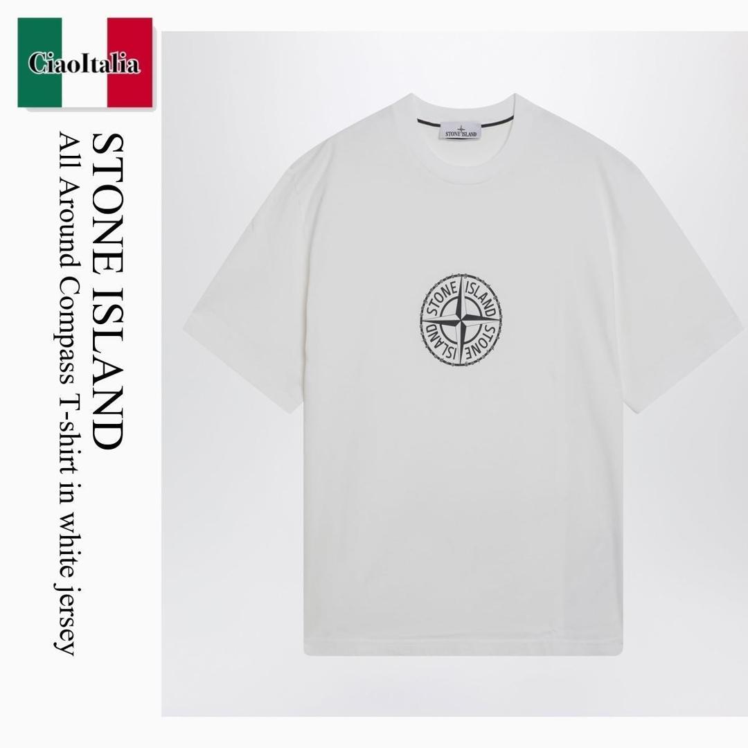 【量目制限事項・店卸し資産区分線・早め者戦勝！】 ストーンアイランド / Stone Island All Around Compass T-Shirt In White Jersey / S152100001S0362 / S152100001S0362 0001 / S152100001S03620001 / ティーシャツ・カットソー トップス-レディースファッション-Tシャツ・カットソー