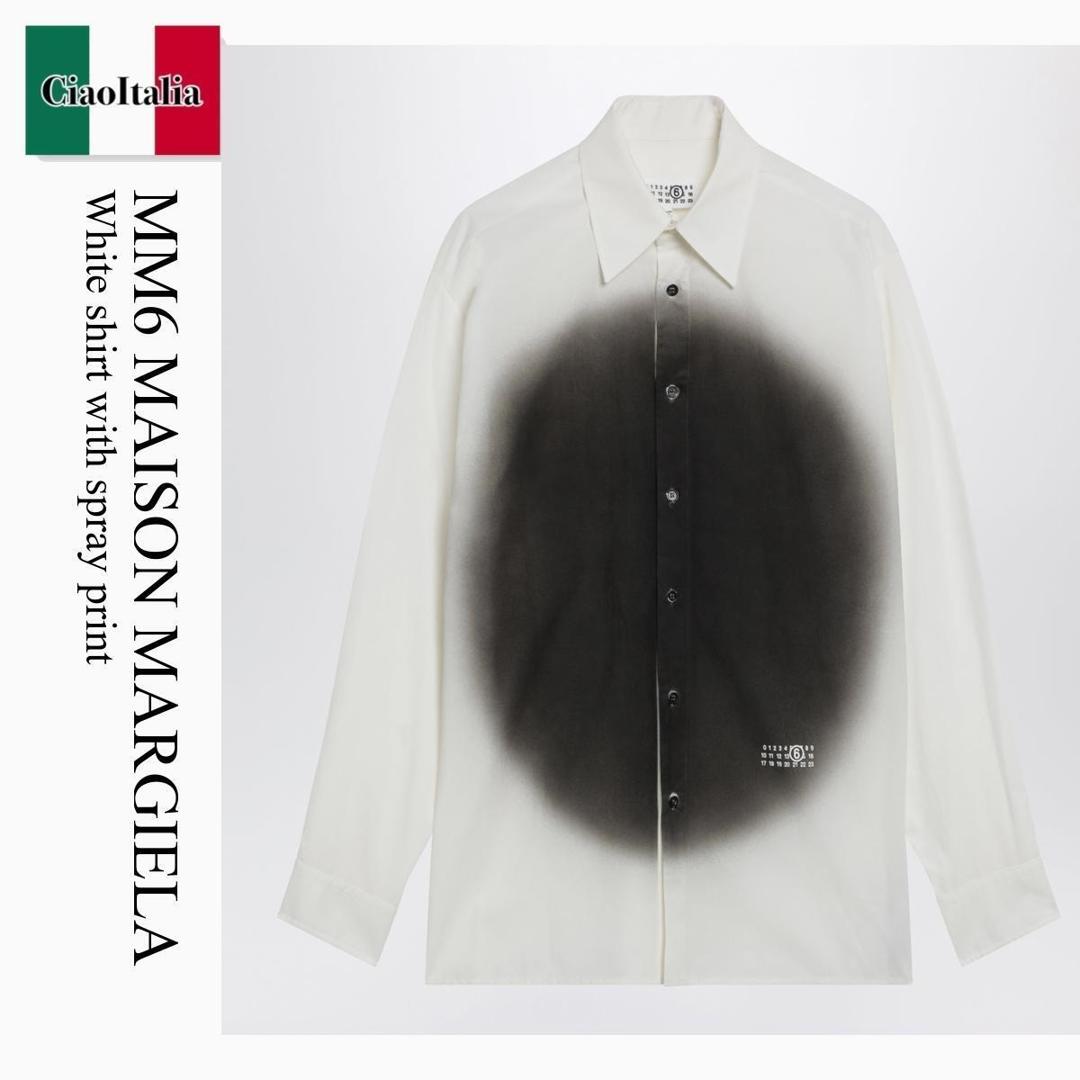【分量制限事項・店卸し資産区分け・早め者白星！】 MM6 / Mm6 Maison Margiela White Shirt With Spray Print / SH0DT0042M35256 / SH0DT0042M35256 101 / SH0DT0042M35256101 / プルオーバー
