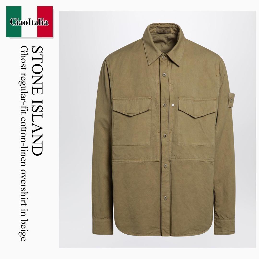 【分量制限事項・店卸し資産区分け・早め者白星！】 ストーンアイランド / Stone Island Ghost Regular-Fit Cotton-Linen Overshirt In Bei / S151200012S0F36 / S151200012S0F36 0098 / S151200012S0F360098 / プルオーバー