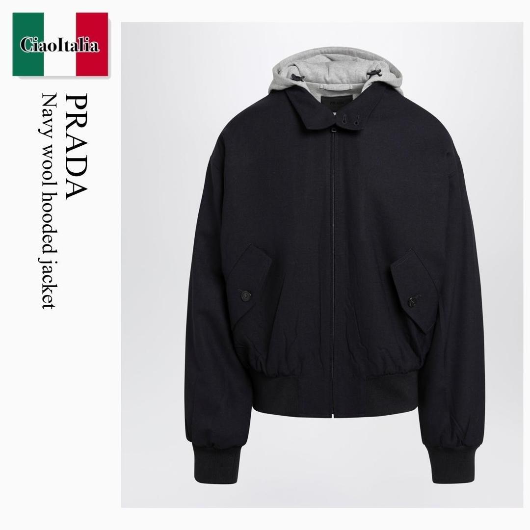 【量目押さえる・店卸し資産極限点・早め者制勝！】 プラダ / Prada Navy Wool Hooded Jacket / SGD079 F0124 / SGD079 OOO1W2G F0124 / SGD079OOO1W2GF0124 / 上衣
