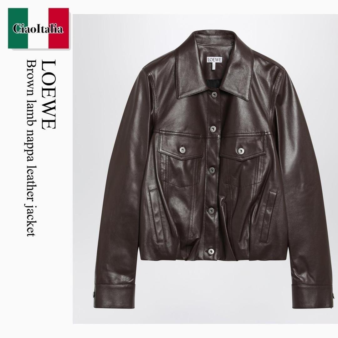 【分量制限事項・店卸し資産区分け・早め者白星！】 ロエベ / Loewe Brown Lamb Nappa Leather Jacket / S540Y34L96 / S540Y34L96 3110 / S540Y34L963110 / なめし革上衣・厚地の外套