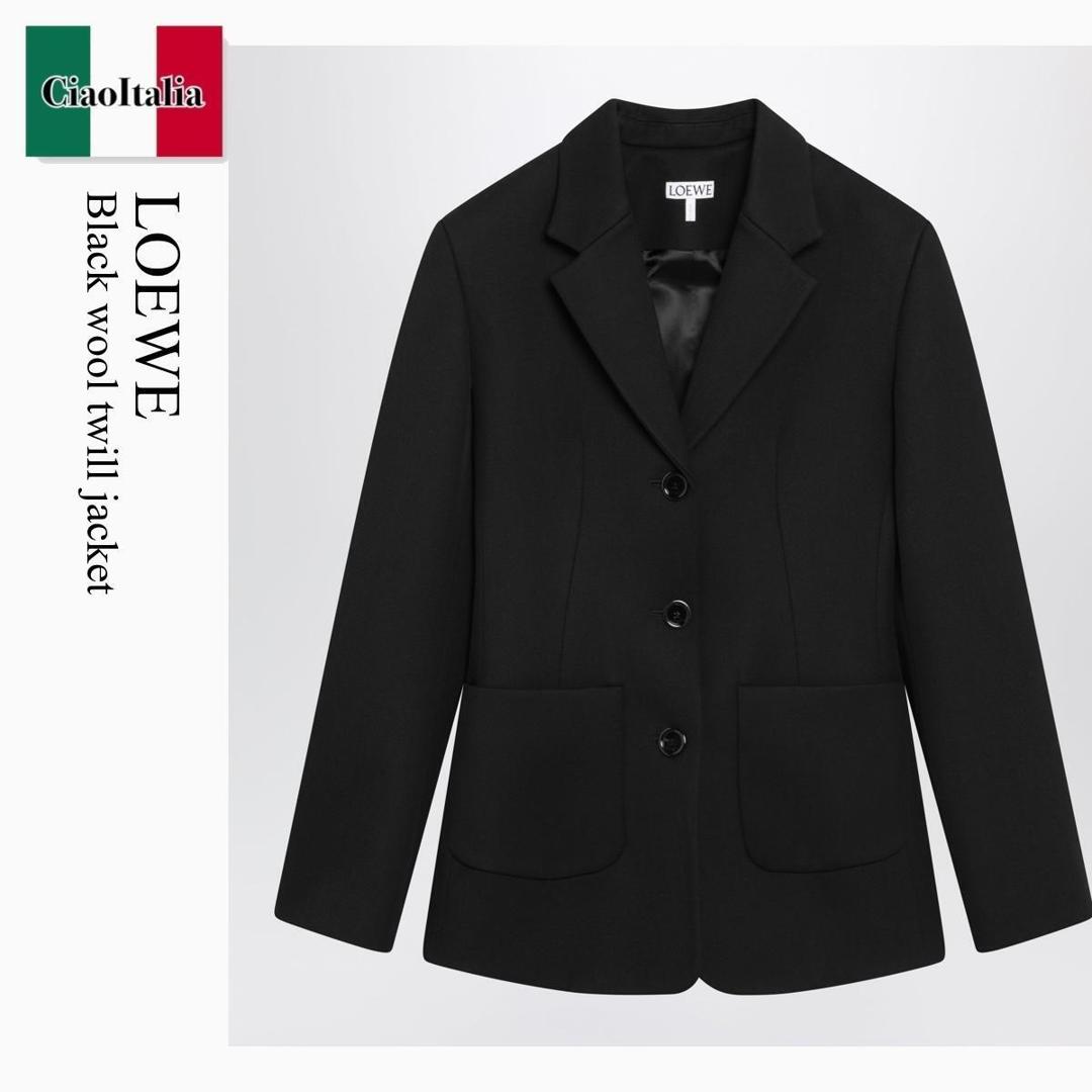 【量目押さえる・店卸し資産極限点・早め者制勝！】 ロエベ / Loewe Black Wool Twill Jacket / S540Y03XBU / S540Y03XBU 1100 / S540Y03XBU1100 / 上衣
