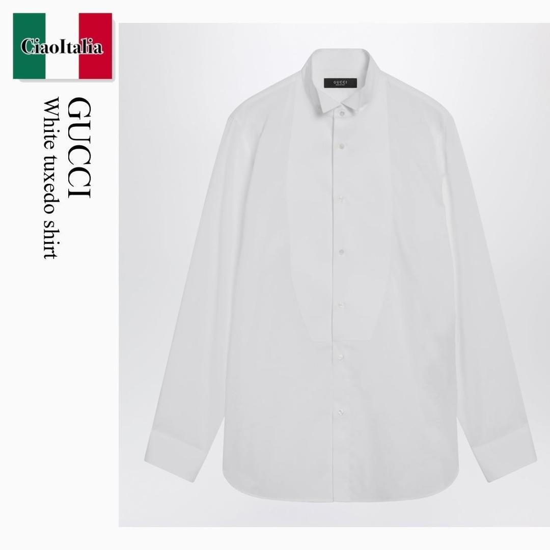 【寸法押さえる・店卸し資産境界線・早め者制覇！】 グッチ / Gucci White Tuxedo Shirt / 864128 ZAUP0 / 864128 ZAUP0 9000 / 864128ZAUP09000 / プルオーバー