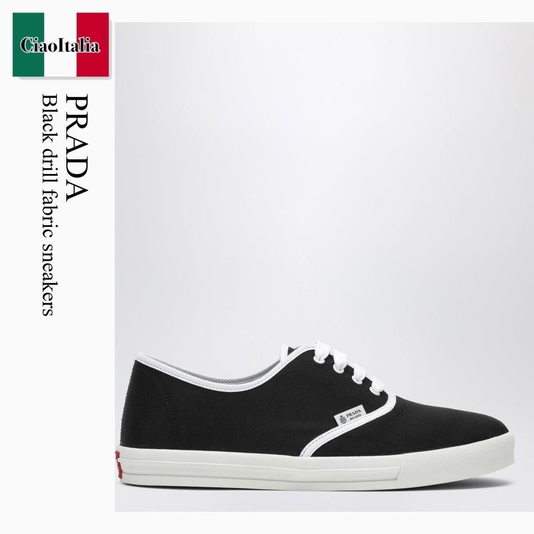 【物量制限事項・店卸し資産極限点・早め者制覇！】 プラダ / Prada Black Drill Fabric Sneakers / 2EE467 F0632 / 2EE467 G0003LKE F0632 / 2EE467G0003LKEF0632 / スニーカー